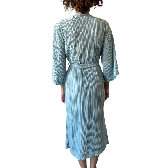 Vintage Adonna Pale Blue Crinkle Fabric House Bath Robe - Picture 5 of 5